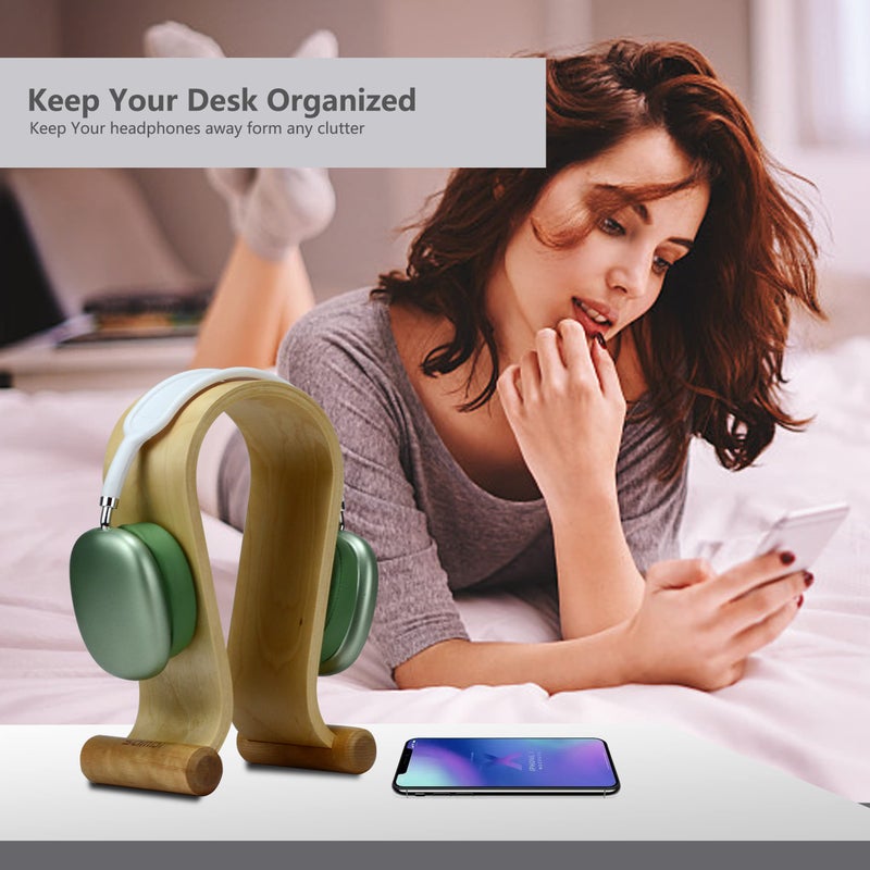 SAMDI Wood Headphone Stand Headset Stand Headphone Holder Universal Gaming Headset Holder - Oak Wood - Image 5